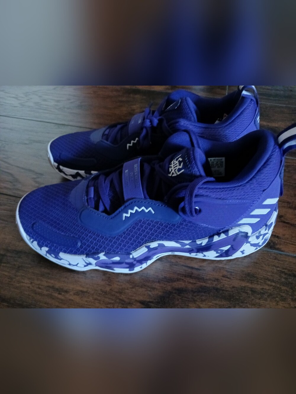 Adidas Hoops DON 3 Purple Basketball Sneakers with White Accent Camo Sole